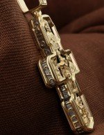 Крест из лимонного золота 585 пробы с ониксом