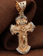 Крест из золота 585 пробы с бриллиантами