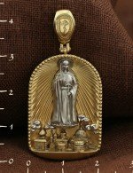 Образок из лимонного золота 585 пробы с эмалью