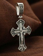 Крест из белого золота 585 пробы с бриллиантами