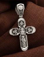 Крест из белого золота 585 пробы с бриллиантами