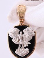 Образок из золота 585 пробы с эмалью и ониксом