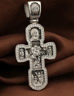 Крест из белого золота 585 пробы с бриллиантами