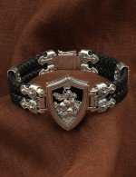 Браслет кожаный с серебром 925 пробы и ониксом
