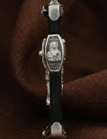 Крест из белого золота 585 пробы с эбеновым деревом