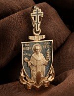 Образок из золота 585 пробы с эмалью