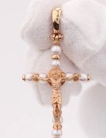 Крест из золота 585 пробы с жемчугом