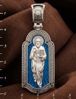 Образок из белого золота 585 пробы с эмалью