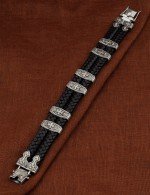 Браслет кожаный с серебром 925 пробы