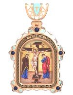 Образок из золота 585 пробы с эмалью и иконописью