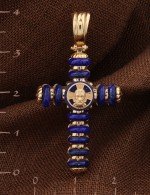 Крест из золота 585 пробы с лазуритом