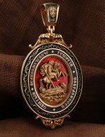 Образок из золота 585 пробы с эмалью