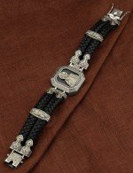 Браслет кожаный с серебром 925 пробы и ониксом
