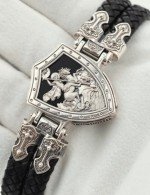 Браслет кожаный с серебром 925 пробы и ониксом