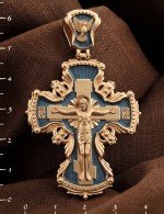 Крест из золота 585 пробы с эмалью