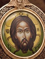 Образок из золота 585 пробы с эмалью и иконописью