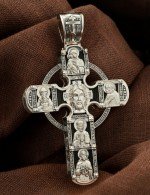Крест из серебра 925 пробы и золота 585 пробы с эбеновым деревом