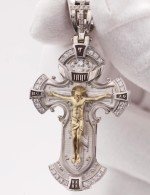 Крест из серебра 925 пробы и золота 585 пробы с фианитом