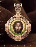 Образок из золота 585 пробы с эмалью и иконописью