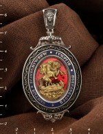 Образок из белого золота 585 пробы с эмалью