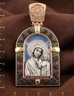 Образок из золота 585 пробы с эмалью