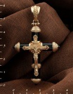 Крест из золота 585 пробы с ониксом